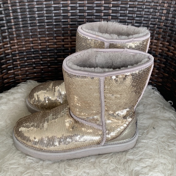 UGG Classic Gold Sequin Ankle Boots - Picture 6 of 16